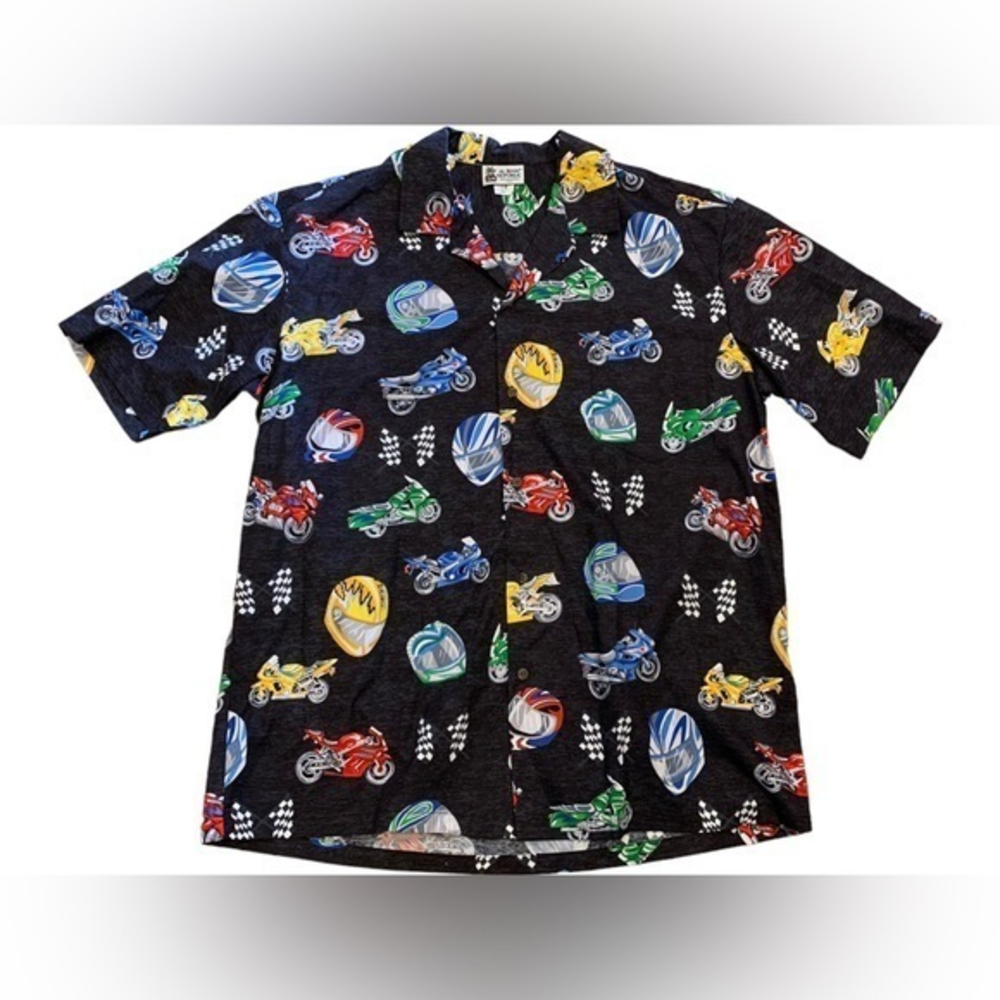Aloha Republic Hawaiian Button Up Motorcycle Size‎ XL Made In USA
